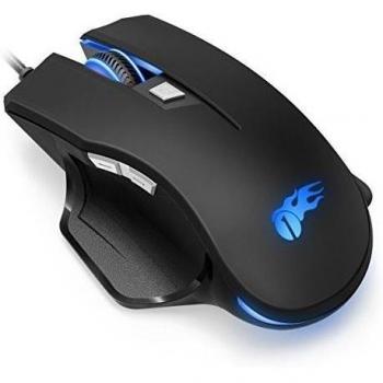 1byone Ratón 4000DPI para videojuegos programable con cable USB, ratón óptico con 6 botones para PC, negro.