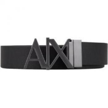 Armani Exchange Men's Reversible Black Leather Belt, Size 34, Logo Design