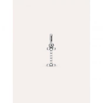 Charm Letter Spark de plata bañado en rodio Letra I