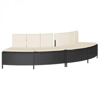 Hot Tub Benches with Cushions - 2 pcs Black Poly Rattan