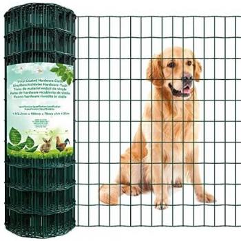 Amagabeli 1M X 25M Rollo de Malla Metálica Plastico Malla de Alambre Electrosoldada Plastificada Cuadrada Verde – RAL6005 Tamaño 75 x 100 mm Rollo de Valla Jardín DA141