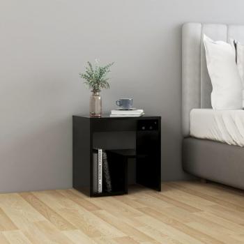 Mesita de noche madera contrachapada 40x30x40 cm en Blanco, Negro y Roble Sonoma, mesitas de noche para dormitorio, salón y estudio, diseño moderno