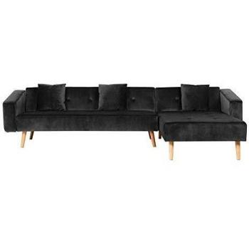 Sofá Esquinero de Terciopelo Negro Vadso