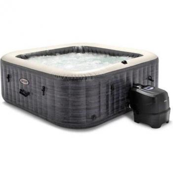 Jacuzzi hinchable cuadrado Purespa Deluxe 6 plazas color gris con burbujas
