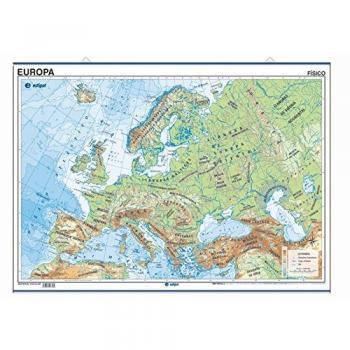 Mapa póster Mapamundi impreso a doble cara Físico / Político envarillado, con colgadores y tubo 70 x 50 cm