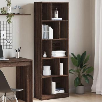 Estantería de madera de ingeniería 57x28,5x174 cm en Blanco, Negro y Roble Sonoma - Mueble de Almacenaje para Oficina, Estudio y Dormitorio