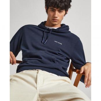 Pepe Jeans Men's Sustainable Navy Blue Hoodie - XL Casual Cotton Sweatshirt