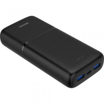 Powerbank Deltaco 20000mAh, 20W PD, 3 Puertos (2x USB-A, 1x USB-C), Color Negro