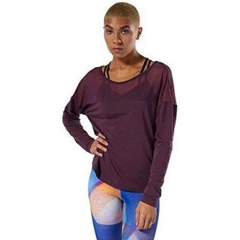 Reebok D Mesh Long Sleeve Top Camiseta, Mujer, urbvio, S