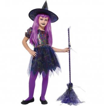 Rubies Disfraz Infantil Bruja Brilli Brilli Talla L 7-9 Años con Vestido, Sombrero y Medias para Halloween, Carnaval, Cumpleaños y Fiestas