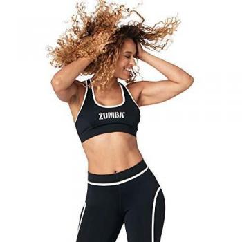Zumba Sujetador Deportivo con Soporte de Alto Impacto para Mujer Mediano Negrita de impresión Negro