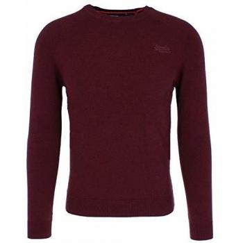 Superdry Men's Orange Label Cotton Crew Neck Jumper - Buck Burgundy Grit - XL