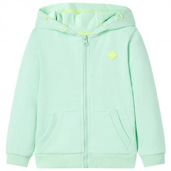 Sudadera infantil con capucha y cremallera verde brillante 128