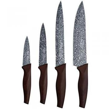 San Ignacio Set 4pc Cuchillos Acero Inoxidable, Colección Daimiel de la Marca, Marron