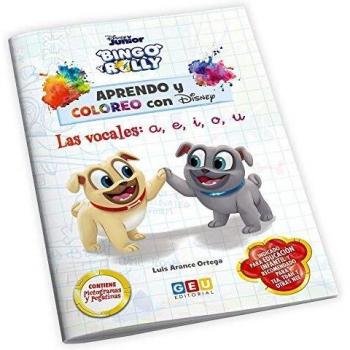 Aprendo y coloreo con Disney: Bingo y Rolly | Cuaderno para Colorear con divertidas actividades | Aprendo Vocales A, e, i, o, u | Educación Infantil