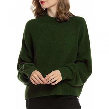 Jersey Punto Mujer Verde Jersey Basico Suelto Camiseta Manga Larga Sueter Invierno Jerseys Cuello Redondo Casual Sudadera