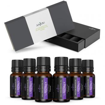 Aceites Esenciales de Lavanda 6 * 10ML, ANJOU Aceites Esenciales para Humidificador 100% Natural Puro Lavanda Ideal para Regalo Madre Mujer Novia para Difusor Vaporizador Spa