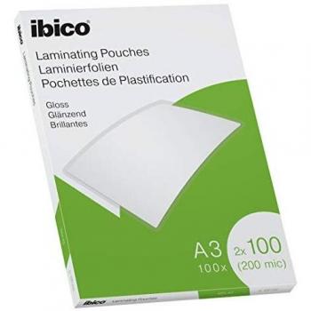 Estuche de laminación A3 brillante 100 micrones, paquete de 100 unidades