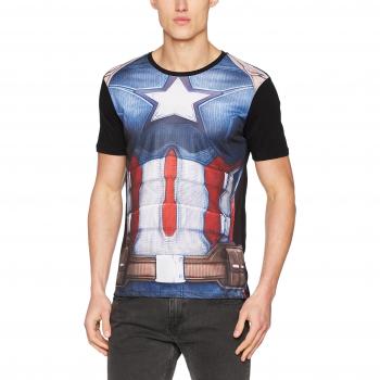 Marvel disfraz Captain America – Camiseta hombre, multicolor