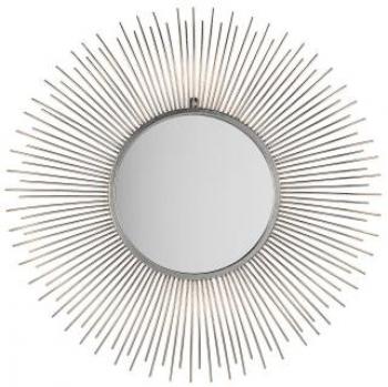 Espejo de Pared Redondo Plateado Ø80 cm con Diseño de Sol Cilly