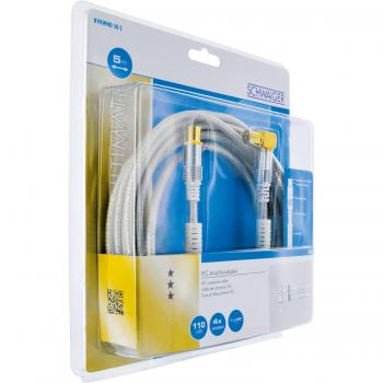Cable Coaxial Schwaiger KVKWHD50S 531, IEC, 500 cm, 4 veces apantallado, color Oro