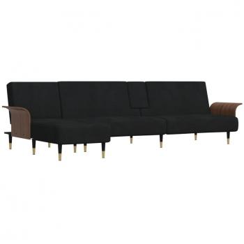 Black Velvet L-shaped Sofa 109.8x55.1x27.6