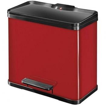 Hailo Öko Duo Plus 30 Cubo de Basura, Metal, Rojo, 47 x 35 x 44 cm