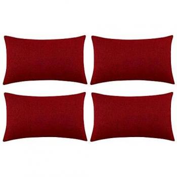 Deconovo Funda para cojin Protectora 4 Piezas 30x50cm Rojo Oscuro