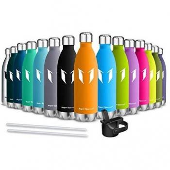 Super Sparrow Botella de Agua aislada al vacío de Acero Inoxidable, diseño de Pared Doble - 500ml - Sin BPA Gorra Deportiva con Gorra estándar - para Correr, Gimnasio, Yoga, Ciclismo