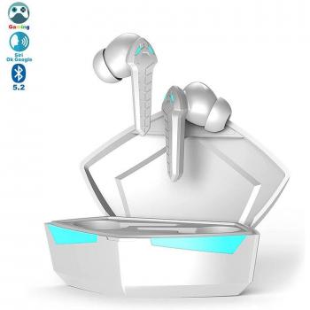 Auriculares Gaming DAM P36 TWS, Bluetooth 5.2, batería hasta 5 horas de duración, base de carga con luces LED RGB, control táctil, medidas: 8x4x2 cm