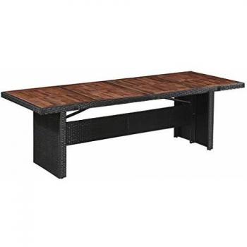 vidaXL Garden Table 240x90x74 cm Poly Rattan and Solid Acacia Wood
