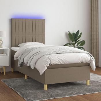 Cama blanda con colchón y luces LED Tortoria 100x200 cm Tela Gris Taupe