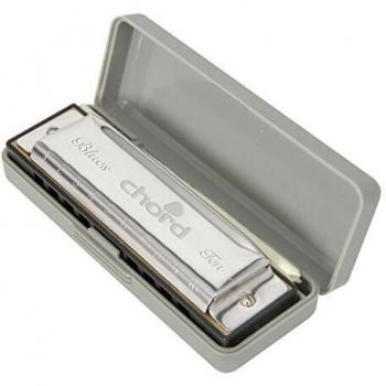 Chord | 10 Hole Harmonica With Case & Cleaning Cloth | Key C