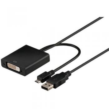 Adaptador MHL+ a DVI, Micro USB, USB A, Macho/Femenino, Compatible con Samsung Galaxy S2 y HTC Evo 3D