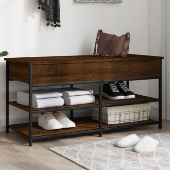 Banco Zapatero Urma 2 Estantes Roble Oscuro 50X100x42,5 Cm