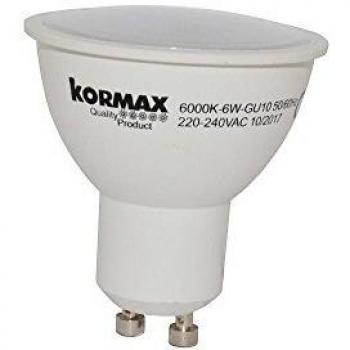 Kormax Bombilla LED Luz Fría GU10, 6 W, Blanco