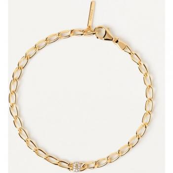 Pulsera de Plata con Baño de Oro y Circonitas Blancas, Letra O de PDPAOLA