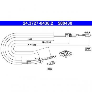 Cable de freno de mano ATE 24.3727-0438.2