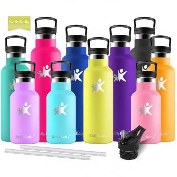KollyKolla Botella de Agua Acero Inoxidable Termica Oficina Termos Ecológica Frascos Térmicos Deportiva con Pajita y Filtro Termo Niños Sin BPA Water Bottle Reutilizables,