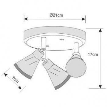 Plafón de techo triple orientable LED 3x5W, 1140 lúmenes, color blanco
