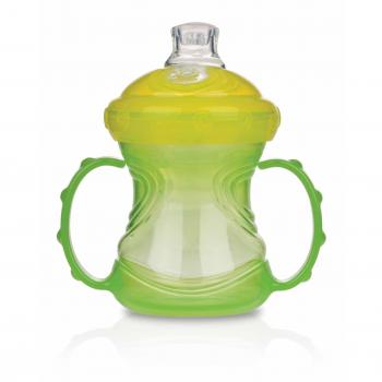 Nuby ID9895 - Taza 4 en 1 con asas desmontables y boquilla anti goteo, 240 ml, color verde