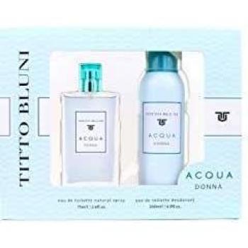 Titto Bluni, Acqua Estuche de Regalo para Mujer, Eau de Toilette 75 ml y Desodorante en Spray 200 ml
