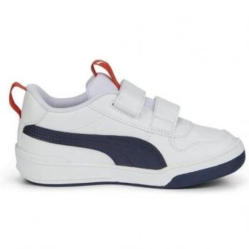 Puma Multiflex SL V PS Zapatillas Casual para Niños/Niñas - Blanco/Marino/Rojo, Cierre de Velcro, Suela con Motivos Escolares, Referencia 380740 11