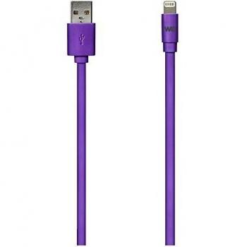 Cable USB/Lightning Plano de Silicona 1m Compatible con iPhone - Color Violeta