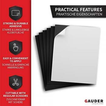 GAUDER Lámina magnética autoadhesiva extra grande | lámina magnética negra | para fotos, carteles y postales