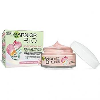 Garnier BIO Rosy Glow 3 en 1 Crema de Juventud con Aceite de Rosa Mosqueta y Vitamina C Nutre, Reafirma e Ilumina 50 ml