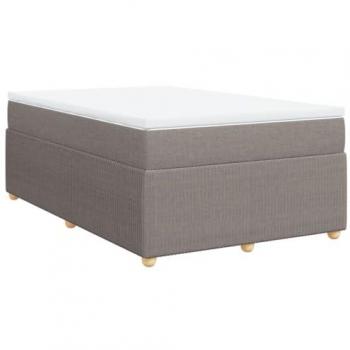 Cama box spring con colchón tela gris taupe 120x190 cm