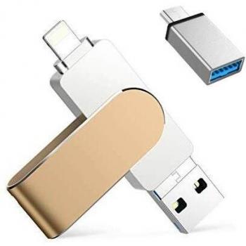 Memoria USB para iPhone 128 GB ,Qarunt 4 en 1 USB 3.0 OTG Pendrive Memory Stick Externa para Tipo C USB C iPad Android Laptops Smartphone Macbook iOS