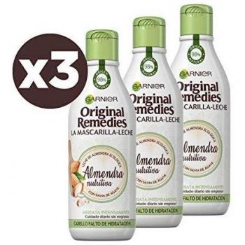 Garnier Original Remedies, La Mascarilla - Leche, Almendra Nutritiva para Pelo Falto de Hidratación - Pack de 3 x 250 ml