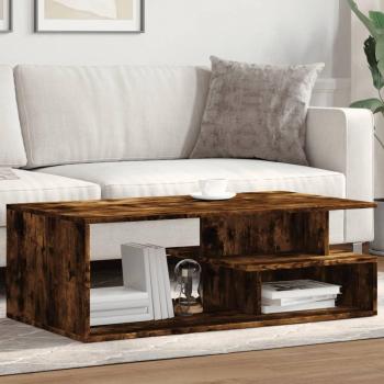 Mesa de centro de madera multicapa de roble ahumado 102x55x35 cm Marrón